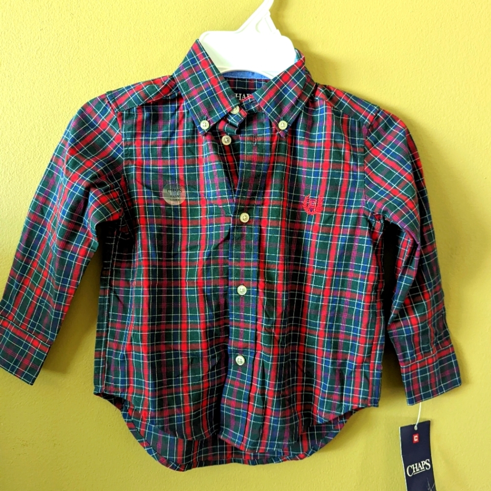Chaps 2T Button Down Dress Shirt, Plaid